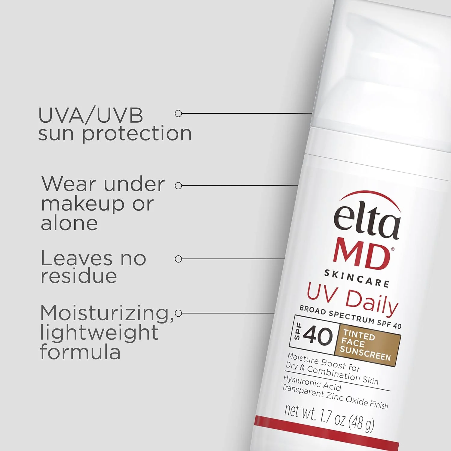 EltaMD UV Daily Broad Spectrum SPF 40 Tinted Sunscreen – Hydrating, Lightweight Formula for Face, 1.7 oz - Image 2