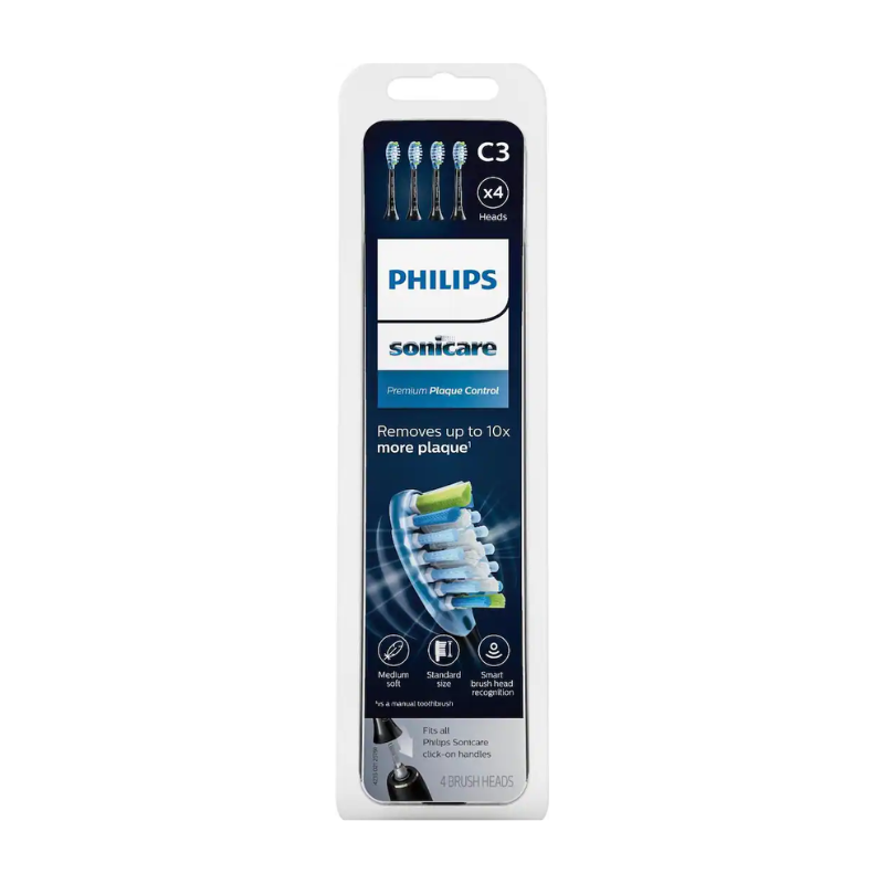 Philips Sonicare - Premium Plaque Control Brush Heads (4-Pack) - Black - Image 3
