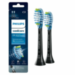 Philips Sonicare C3 Two-in-One - Genuine Replacement Electric Toothbrush Heads, Black, 2 Pack, HX9042/95