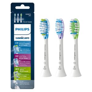 Philips Sonicare Genuine Replacement Toothbrush Heads Variety Pack, C3 Premium Plaque Control, G3 Premium Gum Care & W3 Premium White
