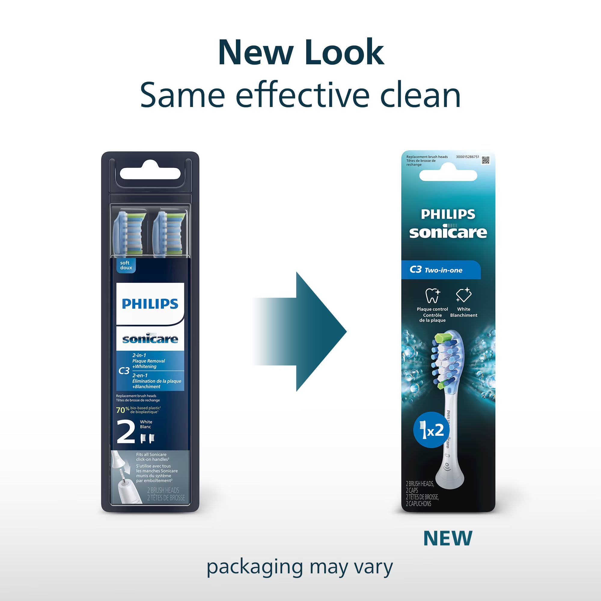 Philips Sonicare C3 Two-in-One - Genuine Replacement Electric Toothbrush Heads, White, 2 Pack, HX9042/65 - Image 2
